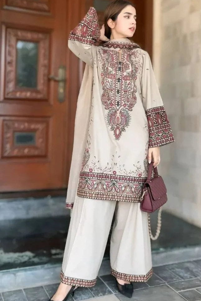DFW-1171 Mahnur Embroidery 3PC Dhanak Suit