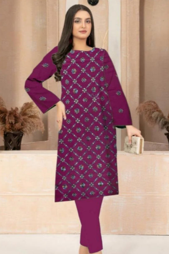 DFW-525B Cross Stich Heavy Embroidery 2Pc Lawn Suit