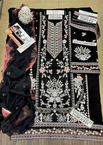 DFW-1348 Aneelas Heavy Embroidery 3PC Lawn Suit