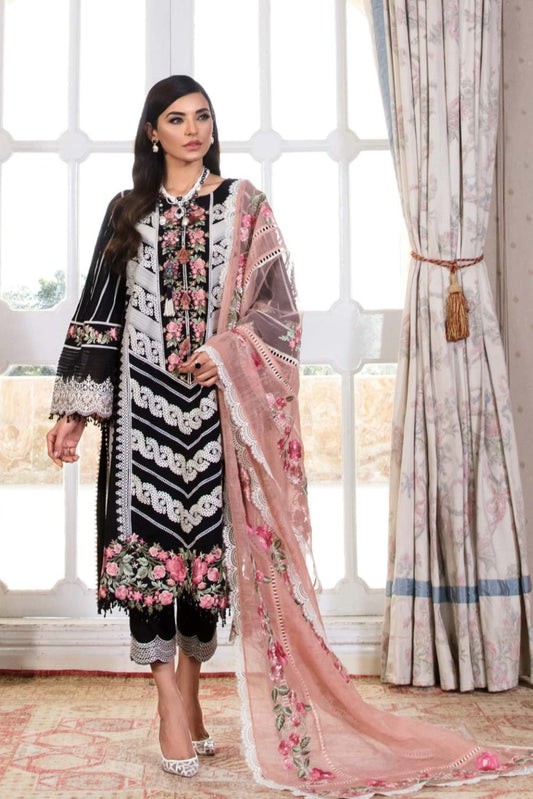 DFW-1053 Crimson Heavy Embroidery 3PC Dhanak Suit