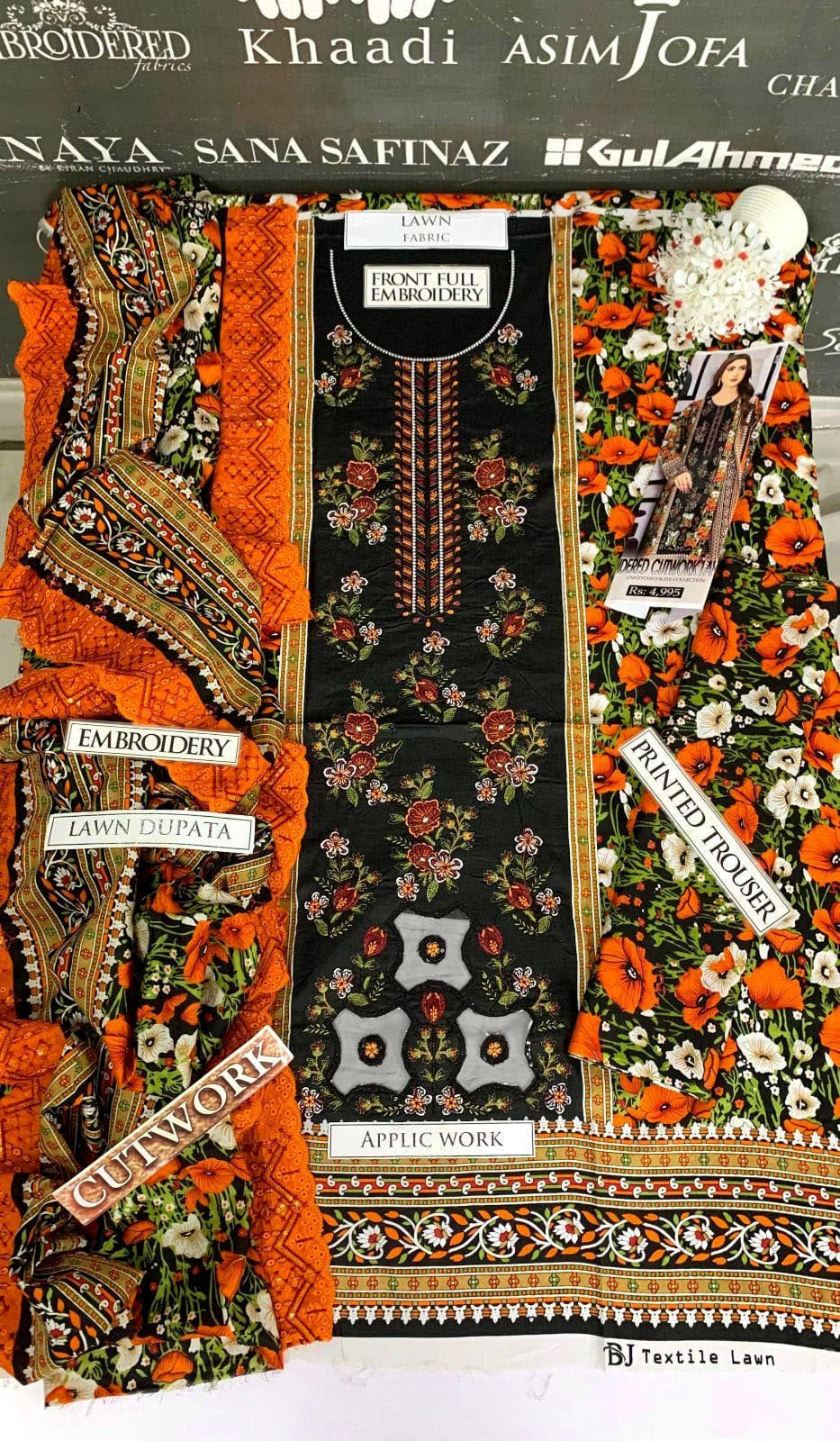 DFW-924 Bin Saeed Heavy Embroidery 3PC Lawn Suit