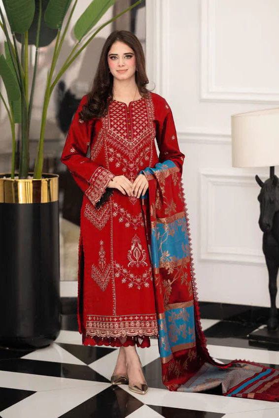 DFW-1136 A Sling Heavy  Embroidery 3PC Dhanak Suit