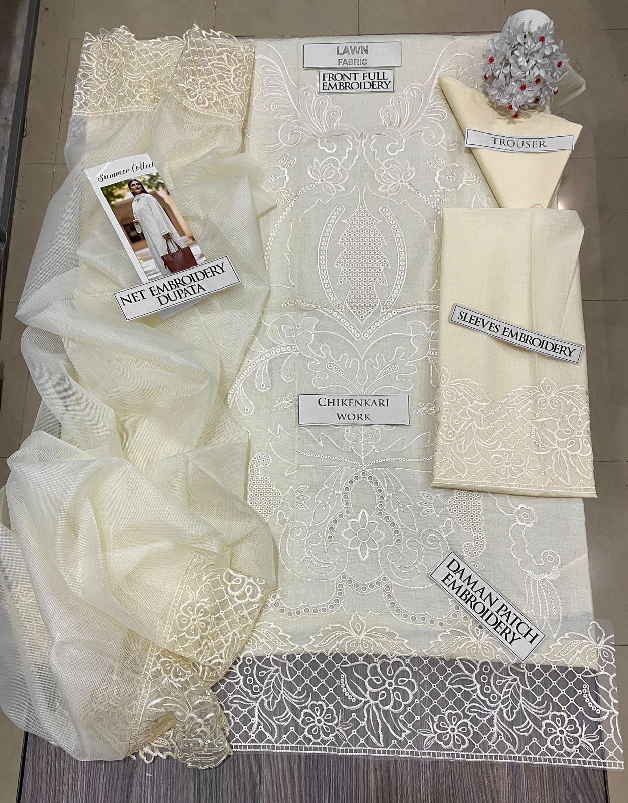 DFW-1338 Qalamkar Embroidery 3PC Lawn Suit