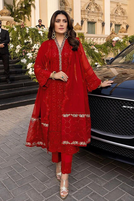 DFW-451 Azure Heavy Embroidery 3Pc Lawn Suit