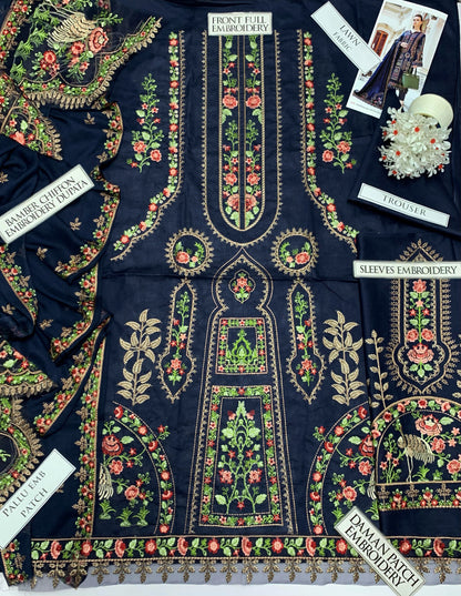 DFW-579 Maria B Heavy Embroidery 3Pc Lawn Suit