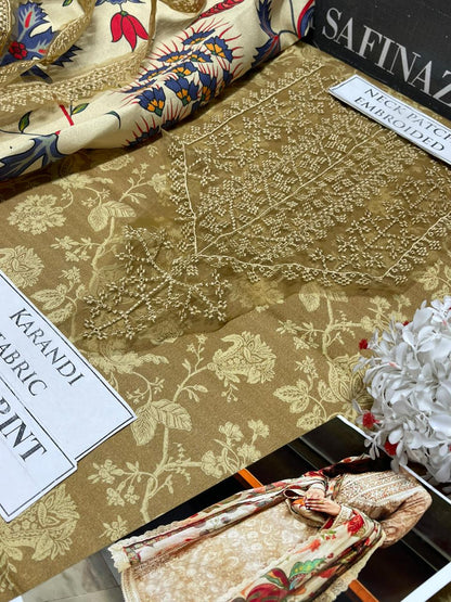 DFW-1191 Zainab Chottani Embroidery 3PC Karandi Suit