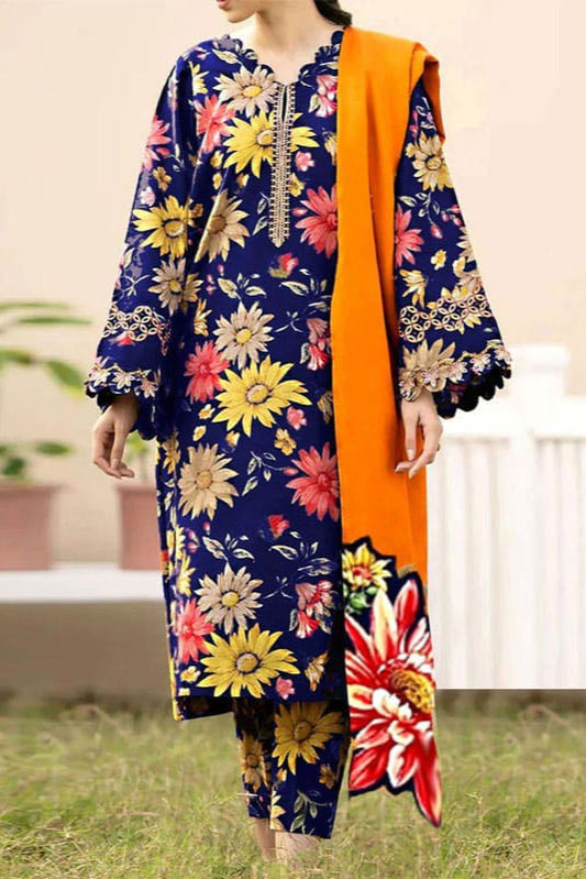DFW-1041 Baroque Embroidery 3PC Karandi Suit