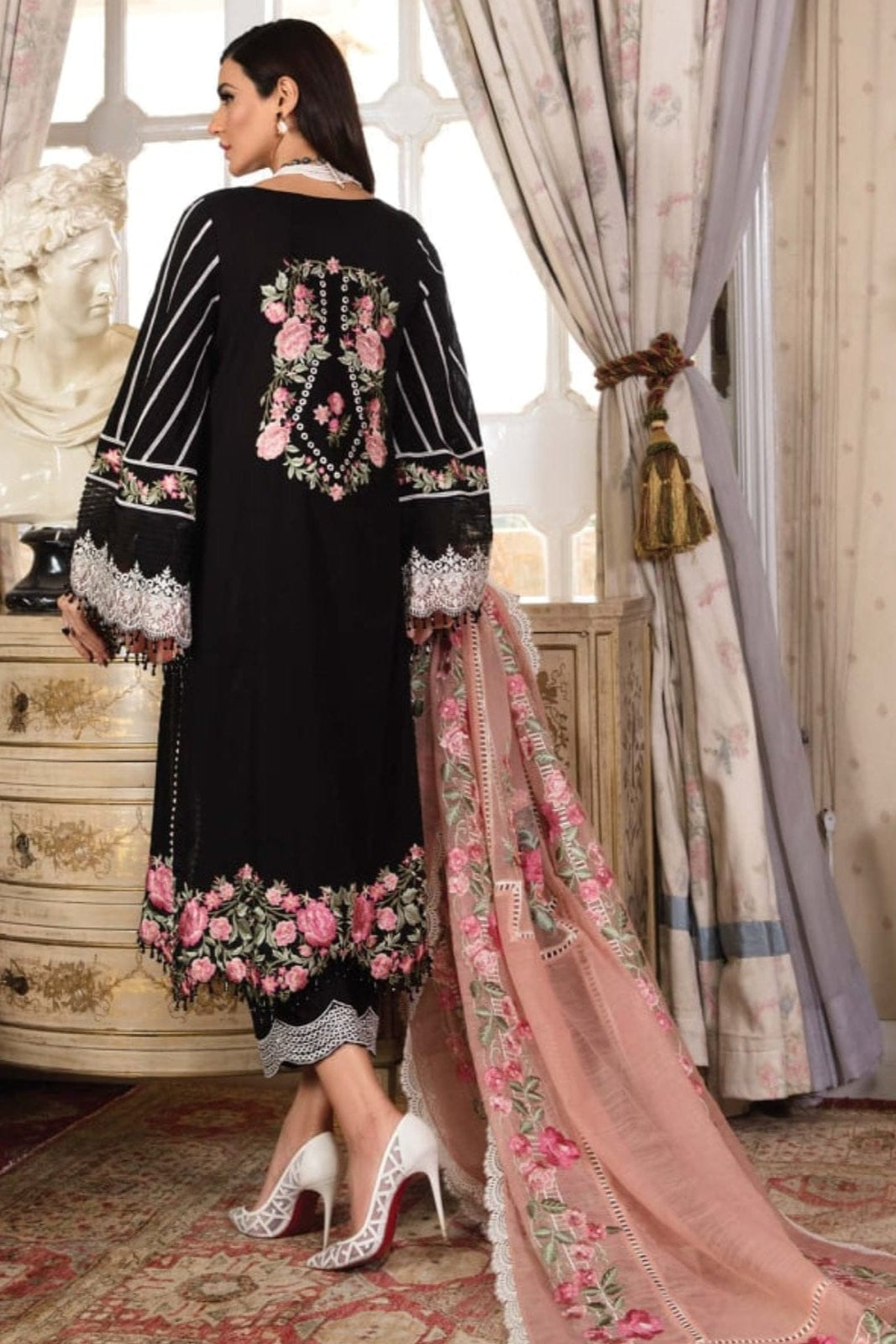 DFW-1053 Crimson Heavy Embroidery 3PC Dhanak Suit