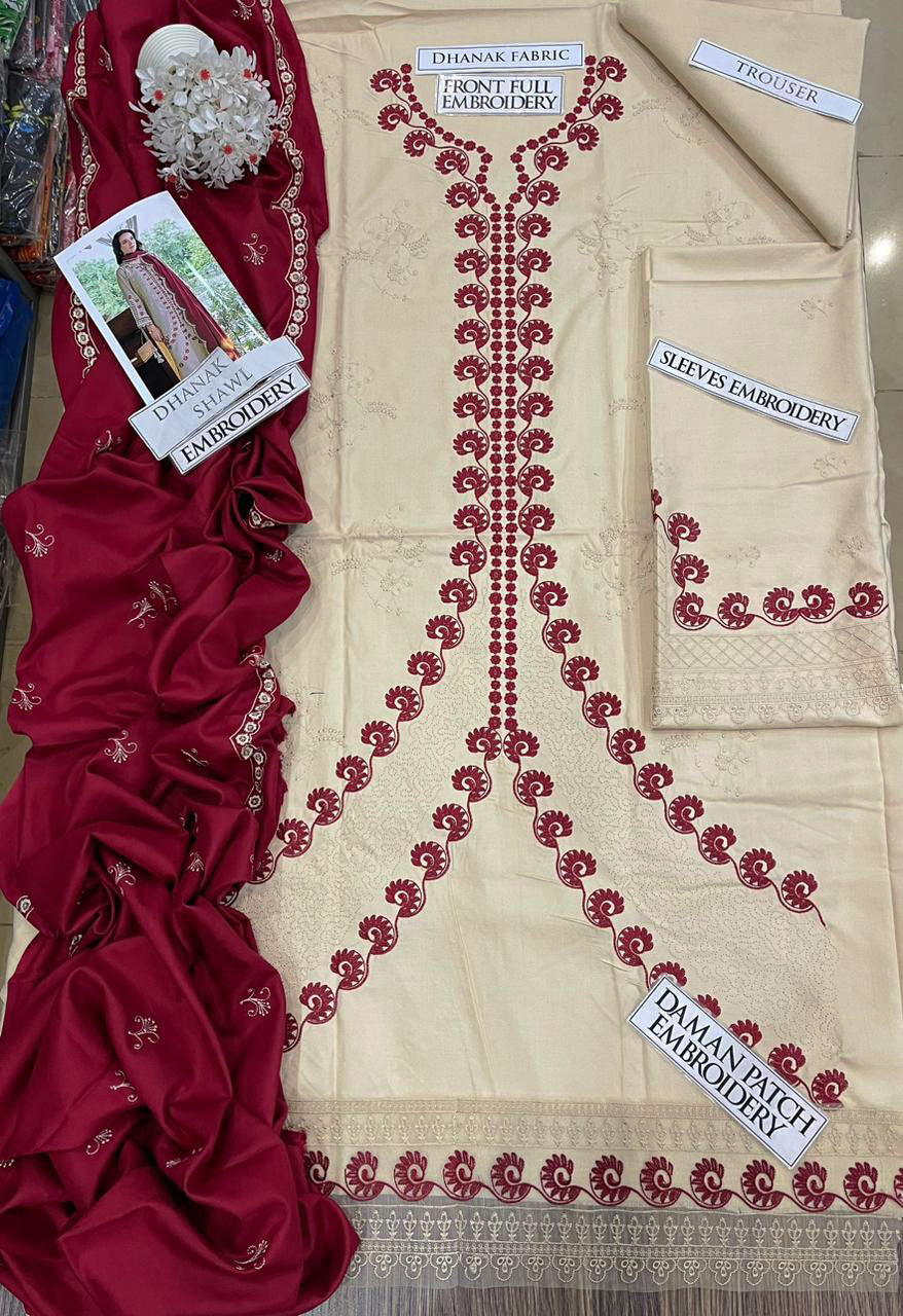 DFW-1209 Faiza Faisal Embroidery 3PC Dhanak Suit