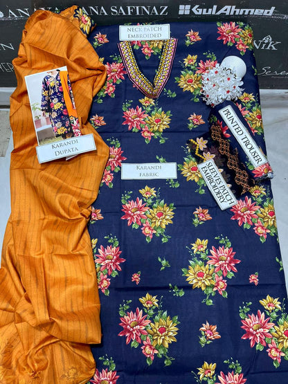 DFW-1041 Baroque Embroidery 3PC Karandi Suit