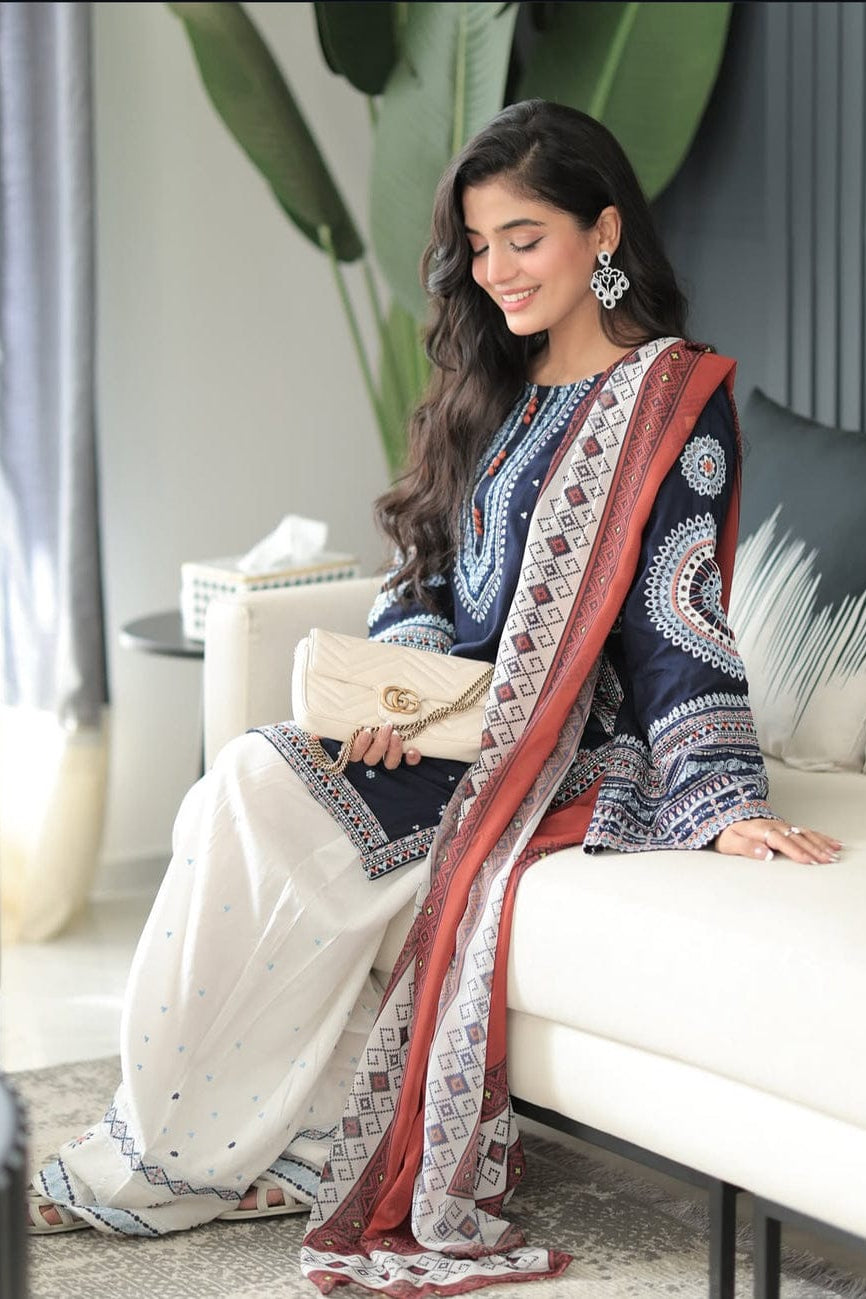 DFW-1083 Jazmin Heavy Embroidery 3PC Dhanak Suit