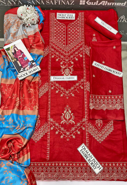 DFW-1136 A Sling Heavy  Embroidery 3PC Dhanak Suit