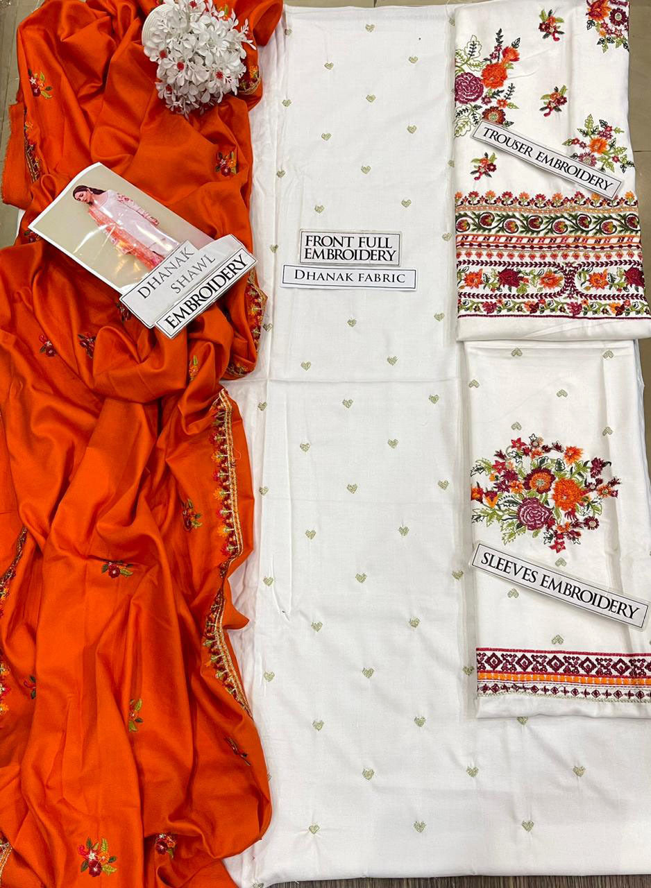 DFW-1218 Zara Shah Jahan Embroidery 3PC Dhanak Suit