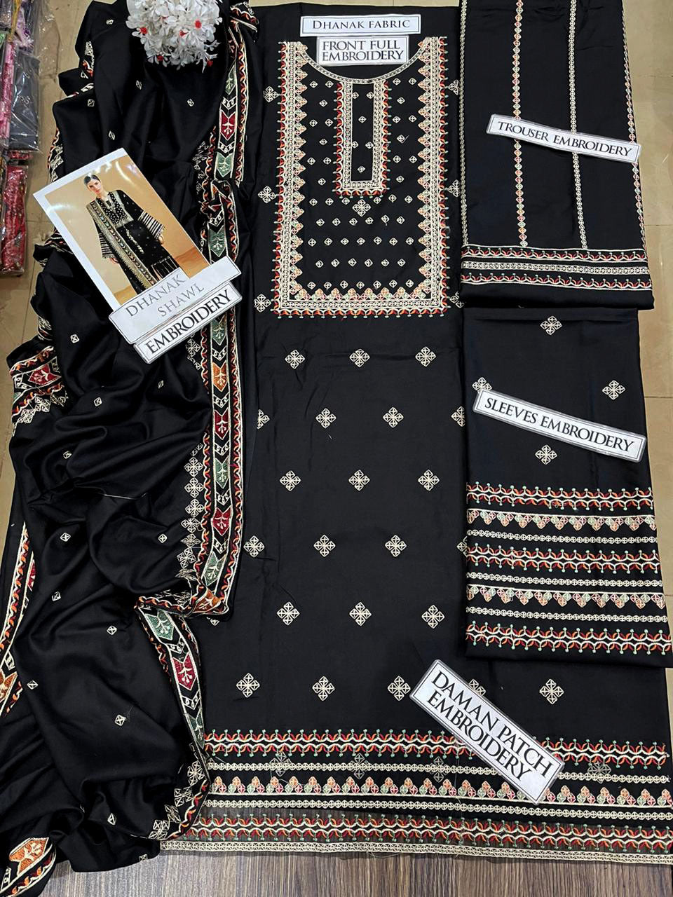 DFW-1228 Jazmin Embroidery 3PC Dhanak Suit