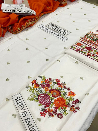 DFW-1218 Zara Shah Jahan Embroidery 3PC Dhanak Suit