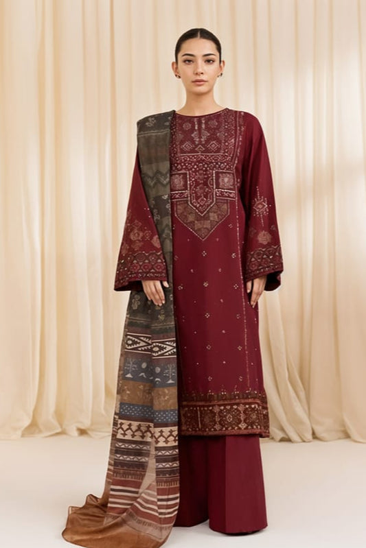 DFW-995 Sapphire Heavy Embroidery 3PC Dhanak Suit