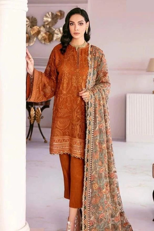 DFW-980 Baroque Heavy Embroidery 3PC Dhanak Suit