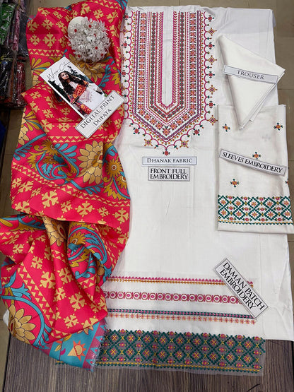 DFW-1245 Sapphire Embroidery 3PC Dhanak Suit