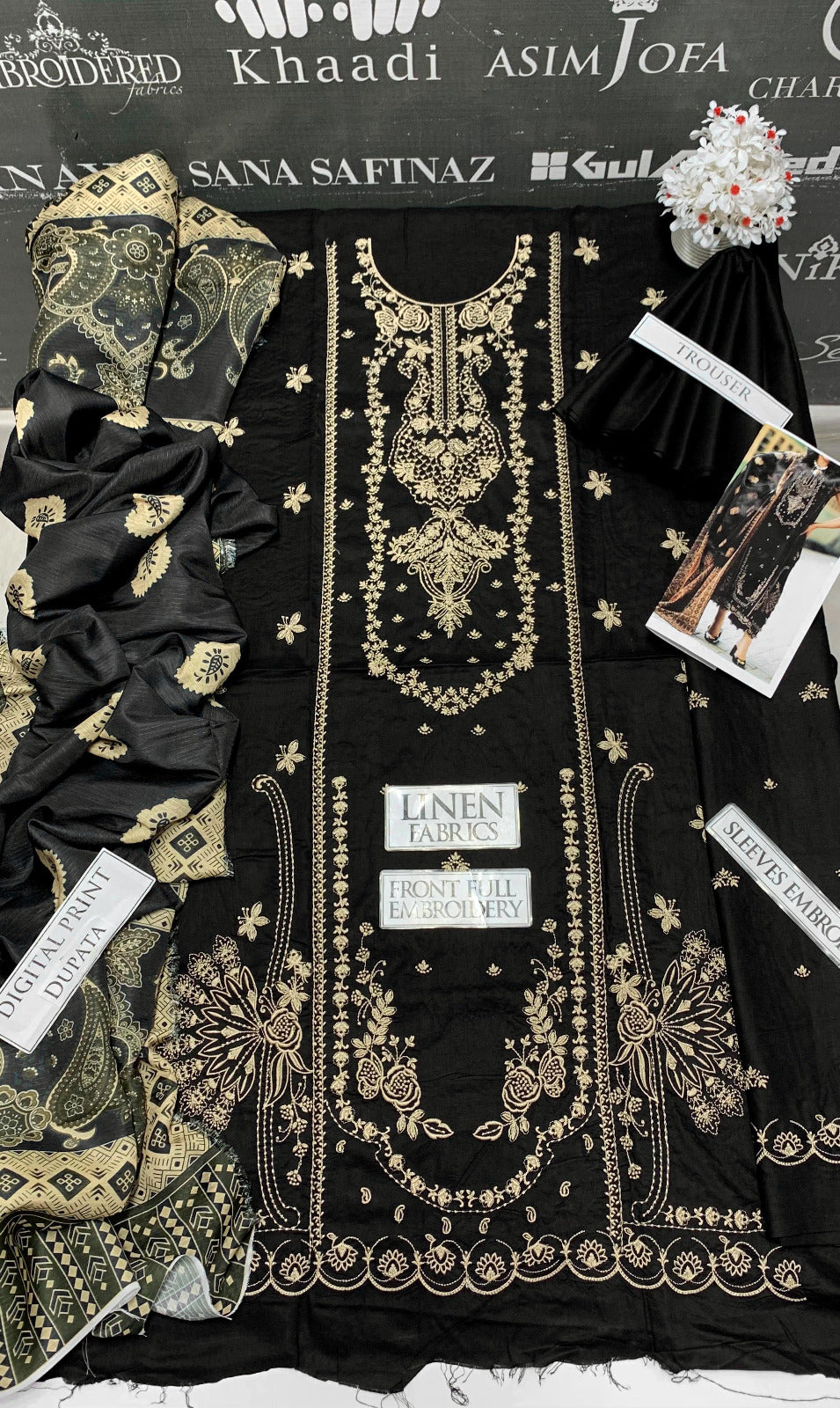DFW-930 Bareeze Heavy Embroidery 3PC Linen Suit