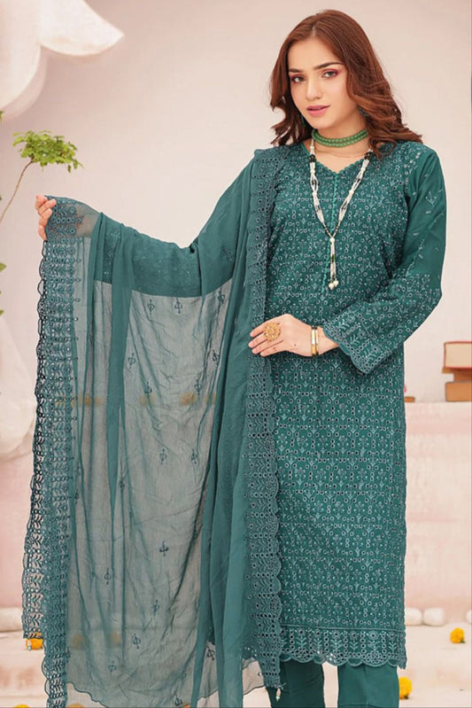 DFW-281 Dyot Heavy Embroidery 3Pc Lawn Dress