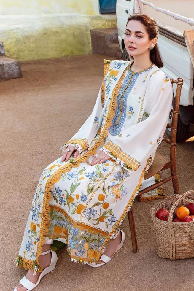 DFW-188 Zaha by Elan Heavy Embroidery 3PC Lawn Dress