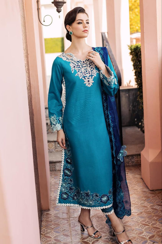 DFW-357 Maria B Heavy Embroidery 3Pc Lawn Suit