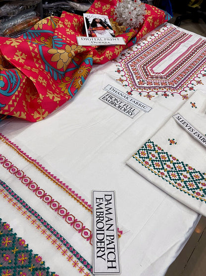 DFW-1245 Sapphire Embroidery 3PC Dhanak Suit