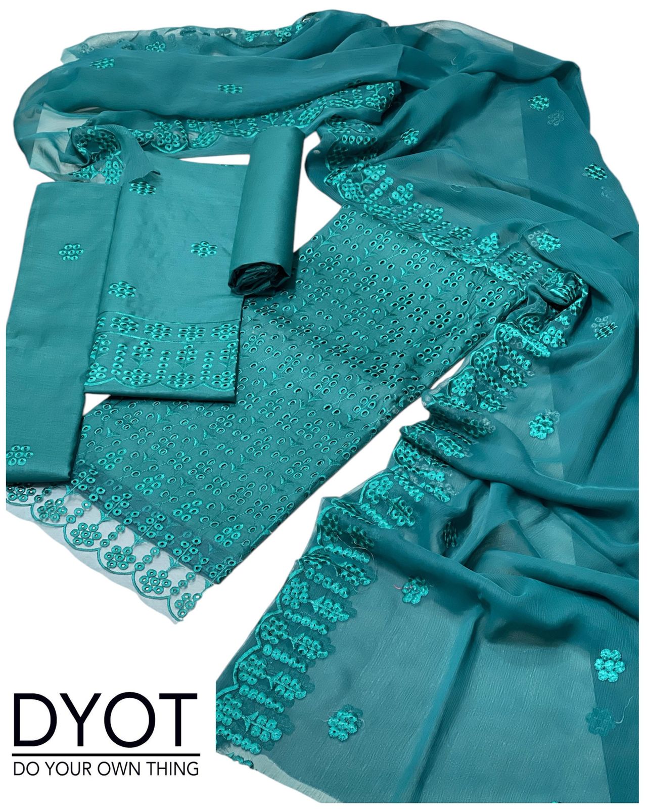 DFW-281 Dyot Heavy Embroidery 3Pc Lawn Dress