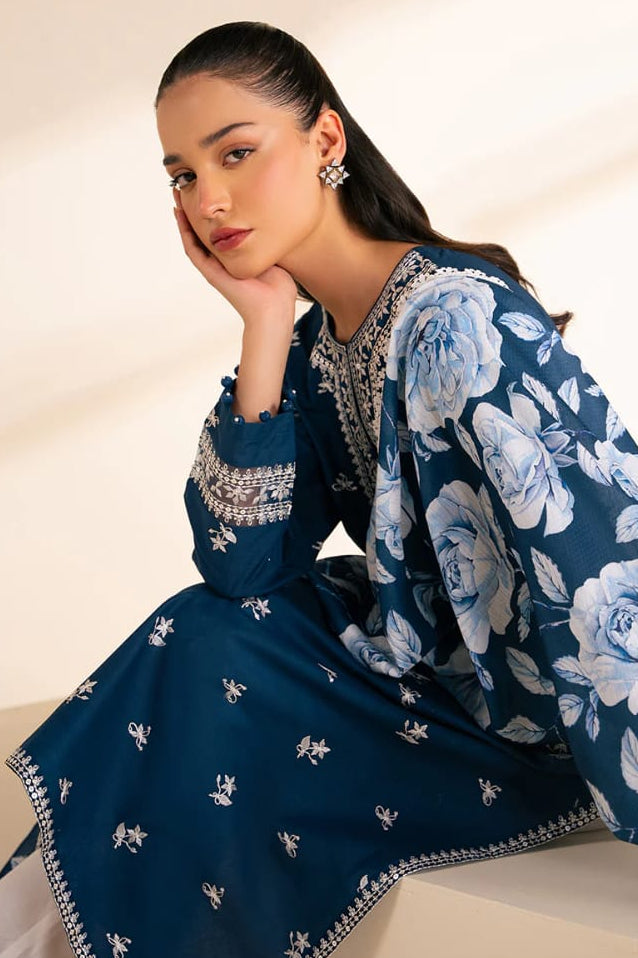 DFW-968 Cross  Stich Heavy Embroidery 3PC Linen Suit