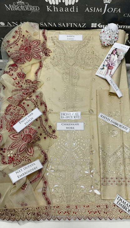 DFW-883 Qalamkar Heavy Embroidery 3PC Lawn Suit