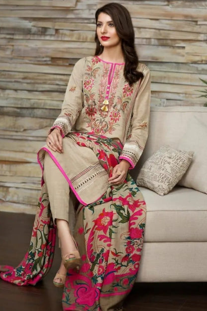 DFW-1013 Khaadi Embroidery 3PC Khaddar Suit