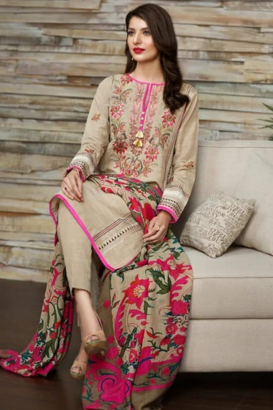 DFW-1013 Khaadi Embroidery 3PC Khaddar Suit