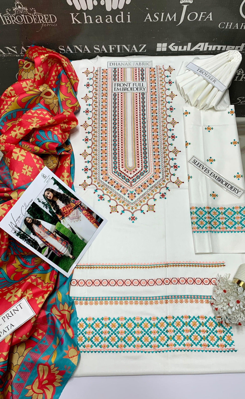 DFW-895 Sapphire Heavy Embroidery 3PC Dhanak Suit