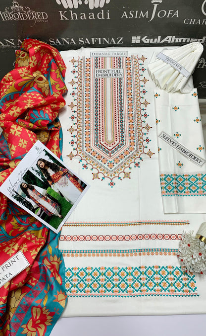 DFW-895 Sapphire Heavy Embroidery 3PC Dhanak Suit