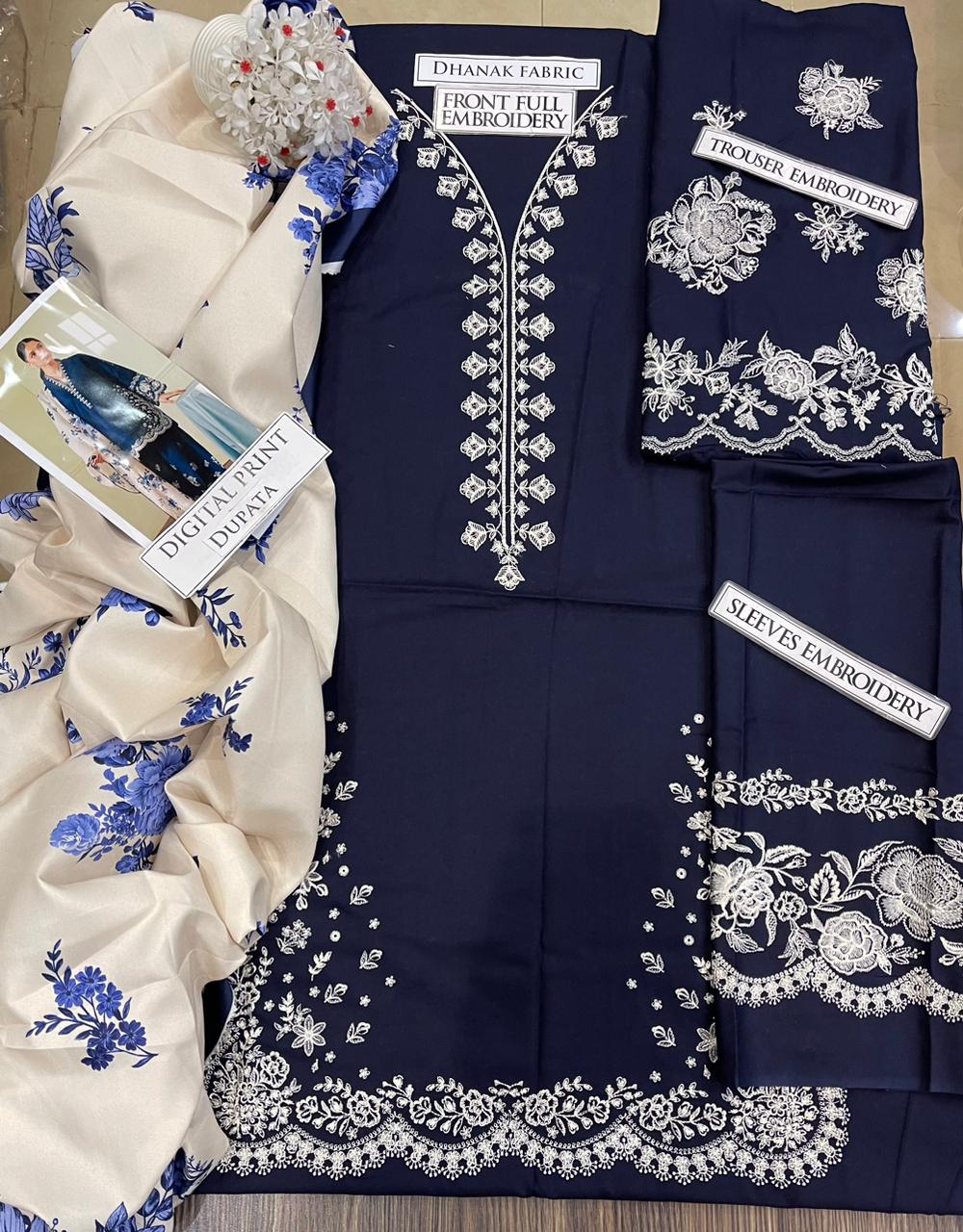 DFW-1229 Zara Shah Jahan Embroidery 3PC Dhanak Suit