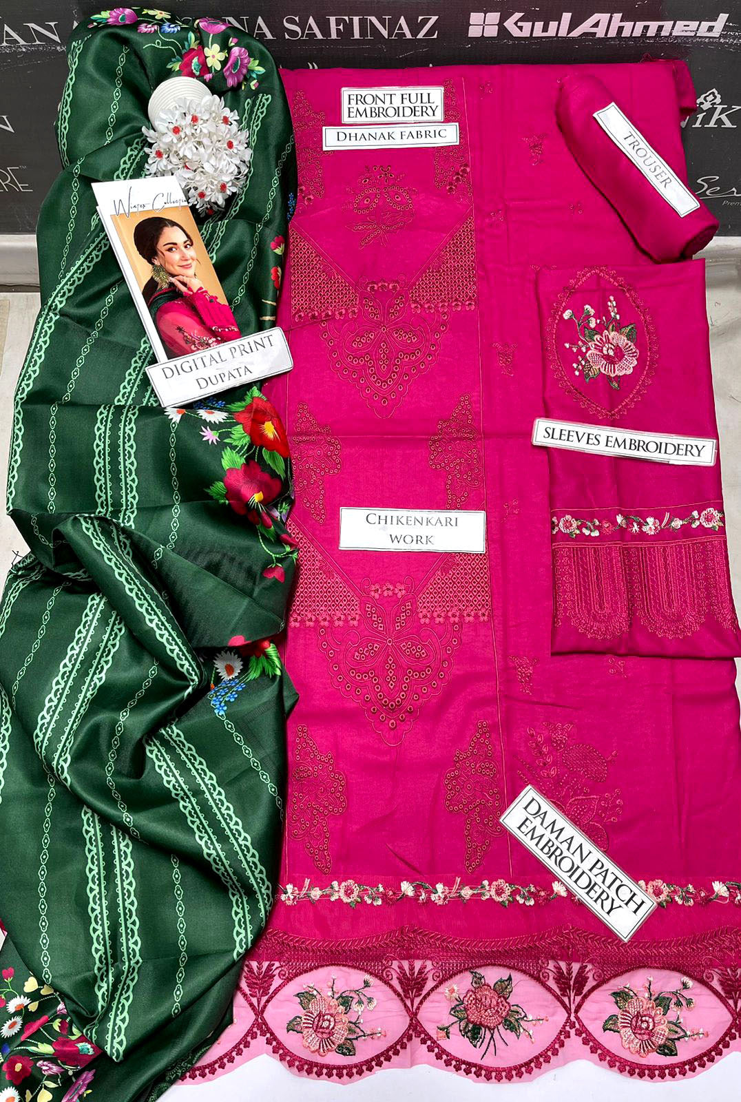 DFW-1137 Saira Rizwan  Heavy  Embroidery 3PC Dhanak Suit