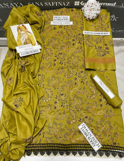 DFW-1099 Barezee Heavy Embroidery 3PC Dhanak Suit