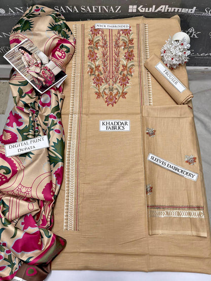DFW-1013 Khaadi Embroidery 3PC Khaddar Suit