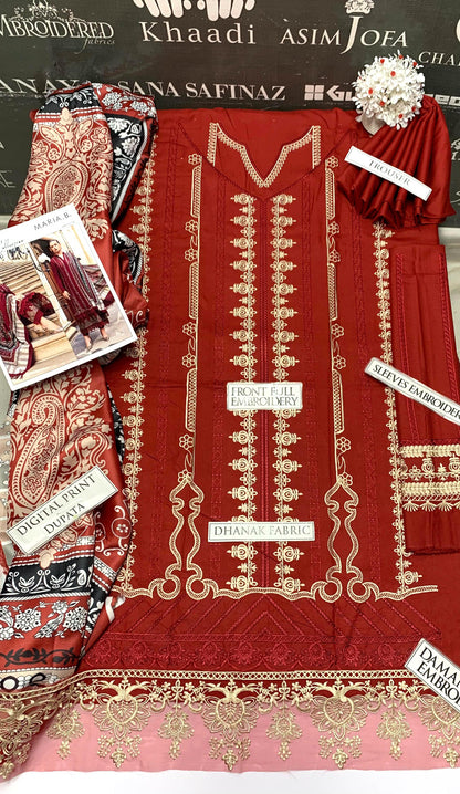 DFW-916 Maria B Heavy Embroidery 3PC Dhanak Suit