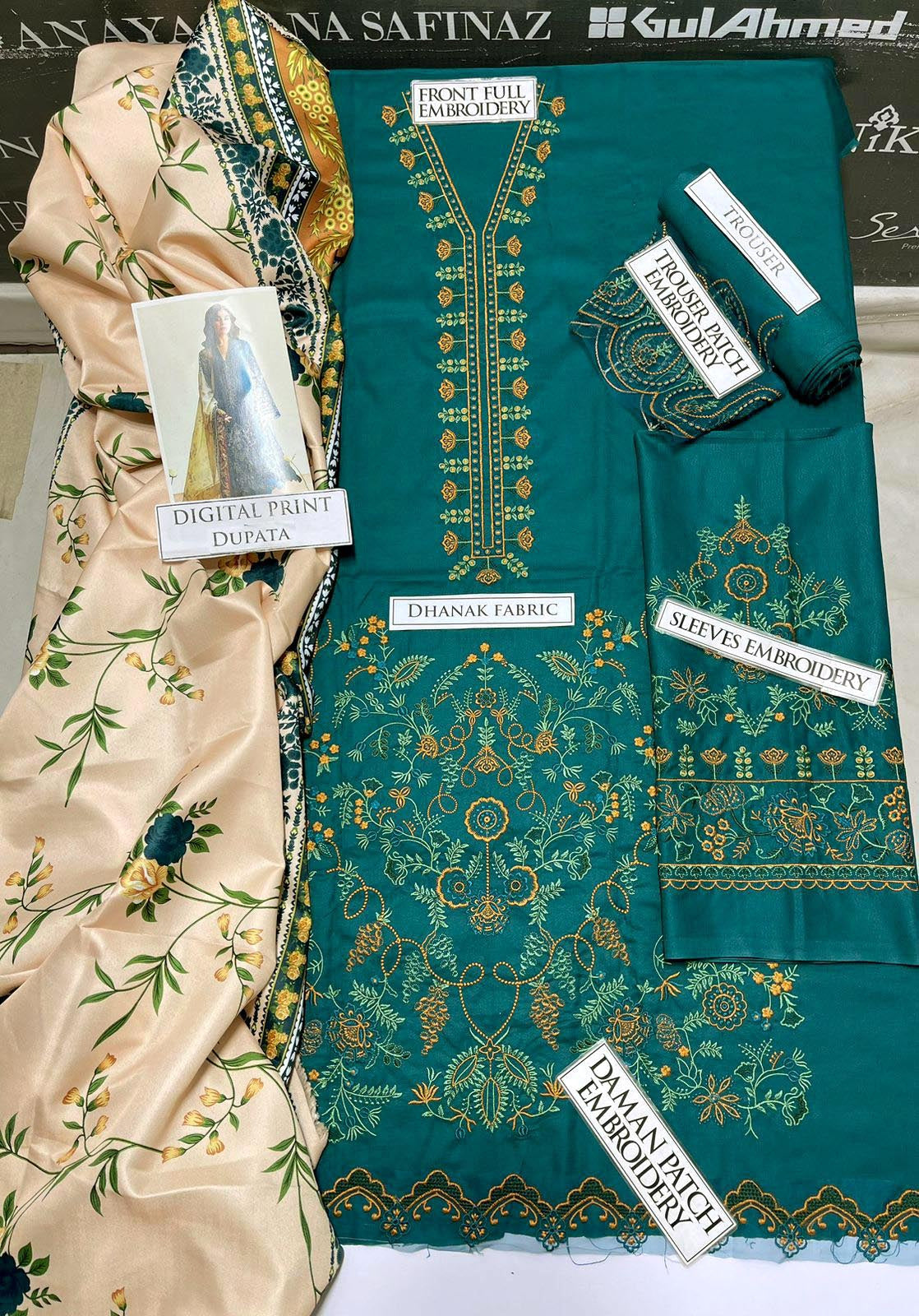 DFW-1075 Zara Shah Jahan Embroidery 3PC Dhanak Suit