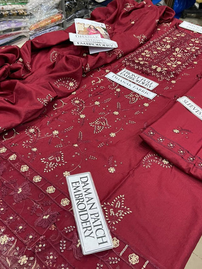 DFW-1219 Asim Jofa Heavy Embroidery 3PC Dhanak Suit