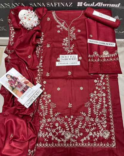 DFW-1119 Azure Heavy Embroidery 3PC Dhanak Suit