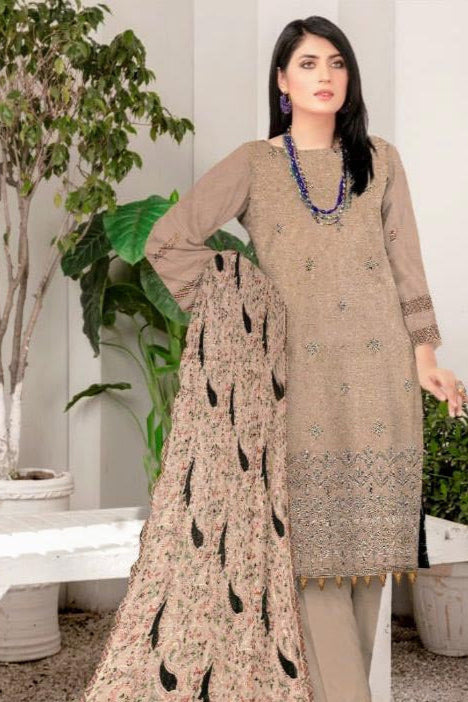 DFW-1014 Bareeze Heavy Embroidery 3PC Dhanak Suit