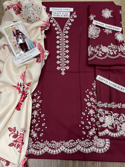 DFW-1230 Zara Shah Jahan Embroidery 3PC Dhanak Suit