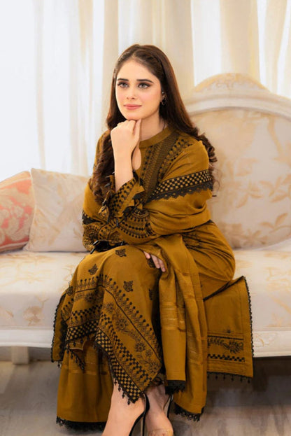 DFW-999 Nakoosh Heavy Embroidery 3PC Dhanak Suit