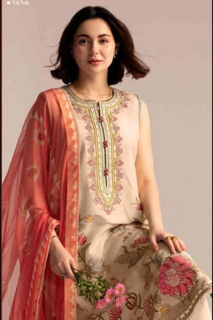 DFW-108 Sobia Nazir Unstitched Embroided Lawn Dress