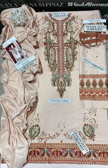 DFW-1171 Mahnur Embroidery 3PC Dhanak Suit