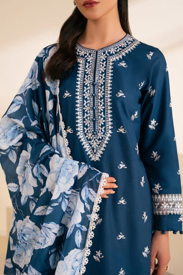 DFW-968 Cross  Stich Heavy Embroidery 3PC Linen Suit