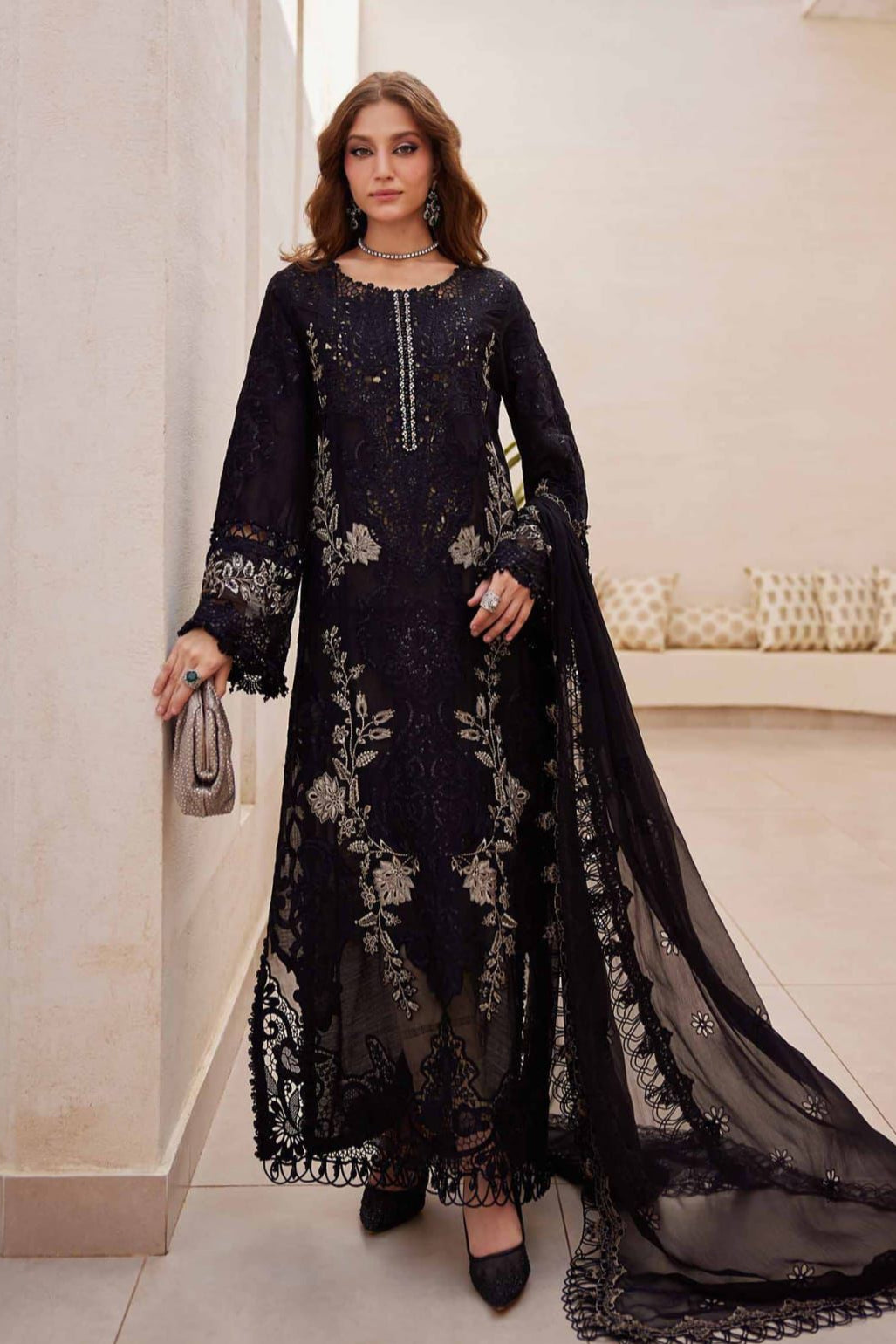 DFW-897 Maria B Heavy Embroidery 3PC Dhanak Suit