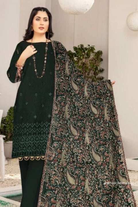 DFW-1015 Bareeze Heavy Embroidery 3PC Dhanak Suit